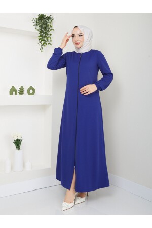 Gebets-Abaya mit Reißverschluss, Indigo - 1