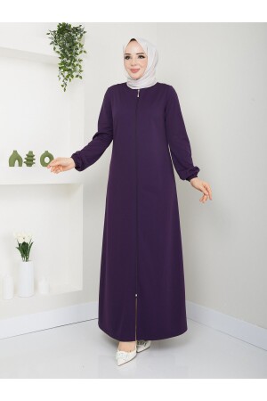 Gebets-Abaya mit Reißverschluss, Lila - 1