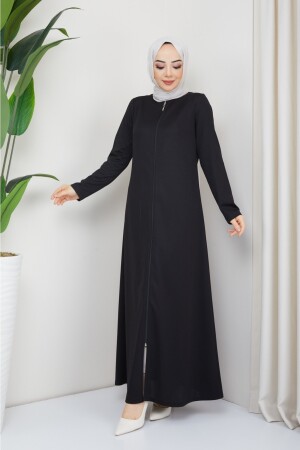 Gebets-Abaya mit Reißverschluss (SCHWARZ) - 1