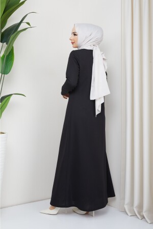 Gebets-Abaya mit Reißverschluss (SCHWARZ) - 3