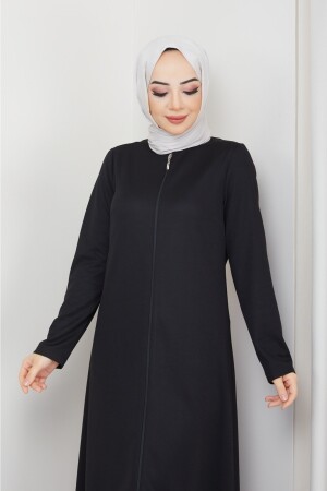 Gebets-Abaya mit Reißverschluss (SCHWARZ) - 4