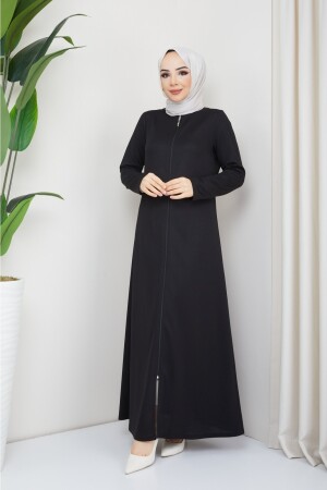 Gebets-Abaya mit Reißverschluss (SCHWARZ) - 5