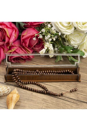 Gebetsperlen aus Holz mit Kaaba-Duft 99, Buchsbaumbraun, 8 mm, verpackt - 2