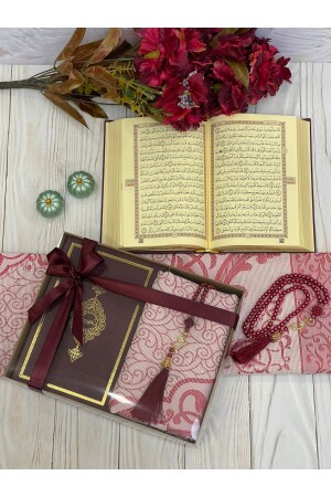 Gebetsteppich aus Thermo-Leder, Koran-Baumwolle, Perlen-Rosenkranz-Paket, Mitgift-Geschenkset, Home Concept, 110 x 70 - 1