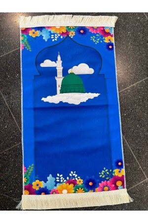 Gebetsteppich-Set für Kinder zur Gebetserziehung – My Son's Gebetsteppich Laternenmuster Blau 45 x 90 cm. Gebetsteppich-Set für Kinder 90 x 45 - 2