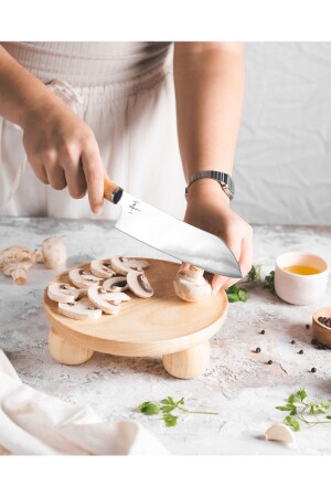 Gebogenes Santoku-Kochmesser mit Holzgriff – Edelstahl ZA010018 - 1