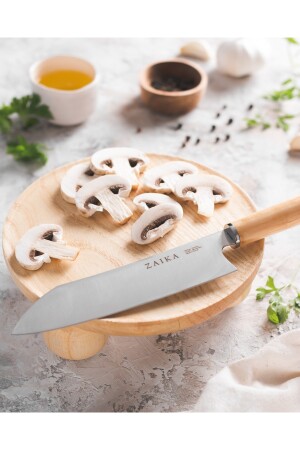 Gebogenes Santoku-Kochmesser mit Holzgriff – Edelstahl ZA010018 - 5