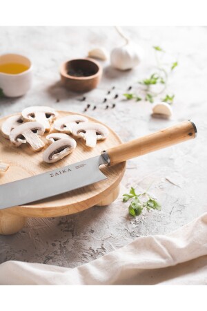 Gebogenes Santoku-Kochmesser mit Holzgriff – Edelstahl ZA010018 - 6