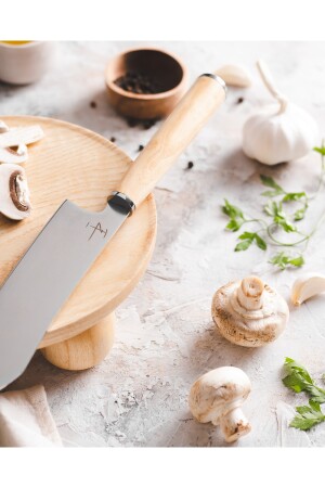 Gebogenes Santoku-Kochmesser mit Holzgriff – Edelstahl ZA010018 - 7