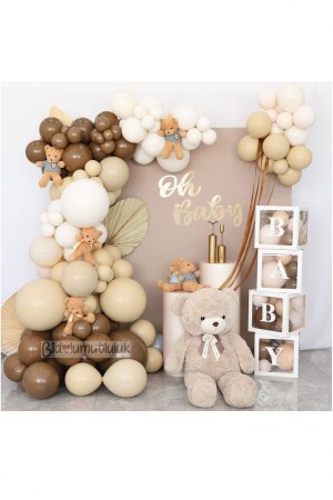 Geburtstagsset „Baby Written Balloon Box Caramel“. - 1