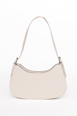 Gefütterte ovale Baguette-Tasche für Damen in Creme mit Ösen - 2