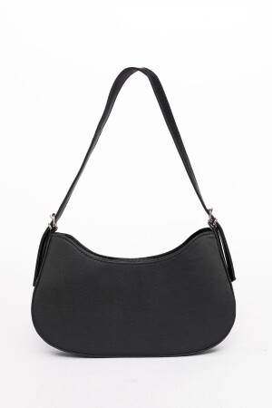 Gefütterte schwarze ovale Baguette-Tasche für Damen - 2