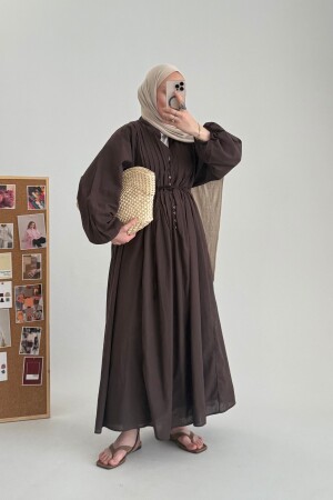 Gefüttertes Baumwoll-Voile-Kleid Talia Braun - Nuuwears