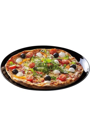 Gehärtete Pizza Friends Time Schwarz 32 cm. 6 Pizzateller. Carine Pizza-Set, 6 Stück - 2