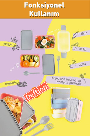 Gelb 900 ml Mini-Lunchbox Lunchbox Kunststoff-Lunchbox Lebensmittel-Lunchbox für den Schulschlafsaal deftion-meticulous-lunchbox - 3