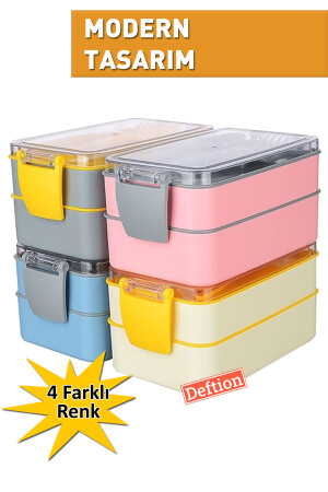Gelbe 900-ml-Mini-Lunchbox, Lunchbox aus Kunststoff, Lunchbox zum Mitnehmen von Mahlzeiten, Lunchbox für den Schulschlafsaal - 3