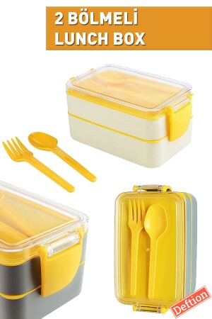Gelbe 900-ml-Mini-Lunchbox, Lunchbox aus Kunststoff, Lunchbox zum Mitnehmen von Mahlzeiten, Lunchbox für den Schulschlafsaal - 1