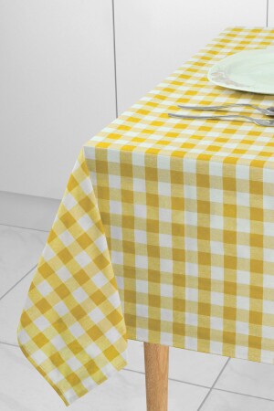 Gelbe große quadratische Muster-Gingham-Tischdecke, Tisch-Picknick-Tuch - 1