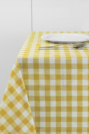 Gelbe große quadratische Muster-Gingham-Tischdecke, Tisch-Picknick-Tuch - 3