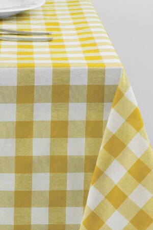 Gelbe große quadratische Muster-Gingham-Tischdecke, Tisch-Picknick-Tuch - 4