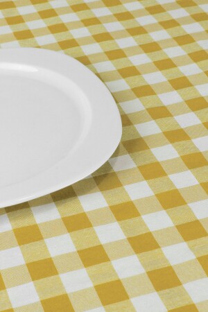 Gelbe große quadratische Muster-Gingham-Tischdecke, Tisch-Picknick-Tuch - 5