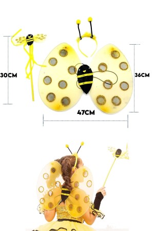 Gelbes Bienenflügel-Kronen-Zepter-Kostüm-Set für Kinderparty am 23. April, Bienenflügel-Kronen-Set - 4