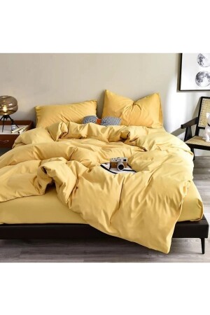 Gelbes Doppelbett-Bettbezug-Set. DOPPELBETTBEZUG-SETFLATYELLOW - 1