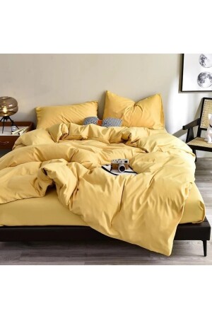 Gelbes Doppelbett-Bettbezug-Set. DOPPELBETTBEZUG-SETFLATYELLOW - 3