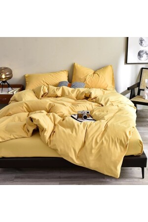 Gelbes Doppelbett-Bettbezug-Set. DOPPELBETTBEZUG-SETFLATYELLOW - 4