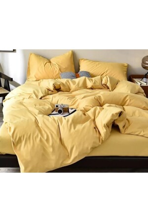 Gelbes Doppelbett-Bettbezug-Set. DOPPELBETTBEZUG-SETFLATYELLOW - 7