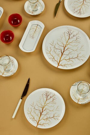 Gelbes Herbstsaison-Lux-Keramik-Frühstücksset, 21-teilig, für 6 Personen, Set 25-teilig, rund, Herbst - 7