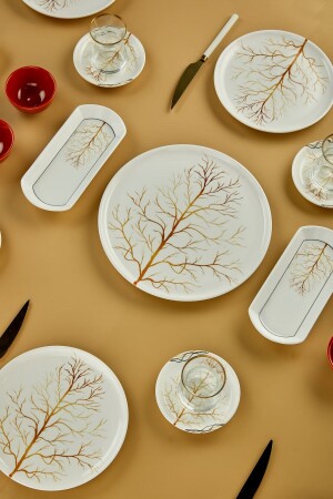Gelbes Herbstsaison-Lux-Keramik-Frühstücksset, 21-teilig, für 6 Personen, Set 25-teilig, rund, Herbst - 8