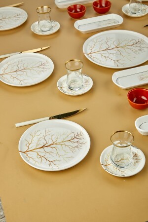 Gelbes Herbstsaison-Lux-Keramik-Frühstücksset, 21-teilig, für 6 Personen, Set 25-teilig, rund, Herbst - 9