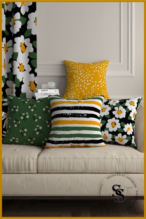 Gelbgrüner Frühlingsgänseblümchen-Design, 4-teiliger digital bedruckter Kissenbezug Saso-003 - 2