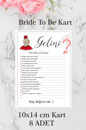Gelini Kim Daha Iyi Tanıyor? Bekarlığa Veda Soru Kartları 8 Adet 10x14cm - Zytasarım
