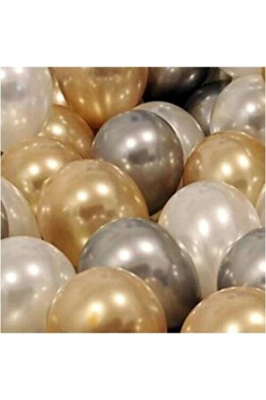 Gemar 30 Adet Balon Metalik Renkler Beyaz - Gold - Gümüş - 1