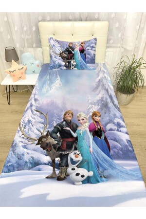 Gemusterte Tagesdecke und Kissen „Schneewald und Elsa“ evortu1062 - 4