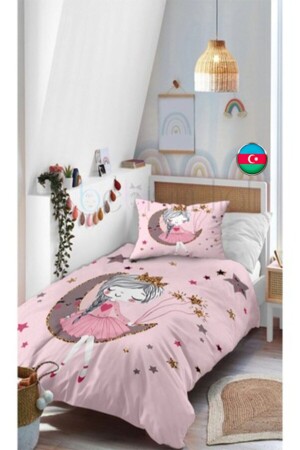 Gemusterte Tagesdecke und Kissenbezug für ein einzelnes Kind mit Ballerina-Prinzessin und Feenmädchen - 2