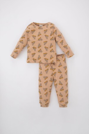 Gemustertes, geripptes Camisole-Pyjama-Set für Babys mit Rundhalsausschnitt und Rundhalsausschnitt Z4274A223SP - 1