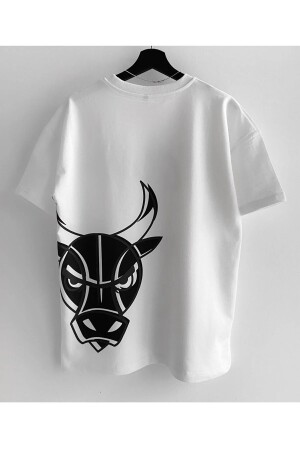 Gemustertes, übergroßes, kurzärmliges Herren-T-Shirt aus 100 % Baumwolle mit Rundhalsausschnitt TYC00479806892 - 2