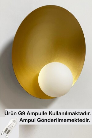 Geniş Gold Metal Aplik Mutfak Salon Cafe Ofis Pastane Modern Dekoratif Duvar Lamba Modelleri BMM7118 - 4