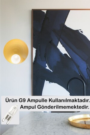 Geniş Gold Metal Aplik Mutfak Salon Cafe Ofis Pastane Modern Dekoratif Duvar Lamba Modelleri BMM7118 - 5