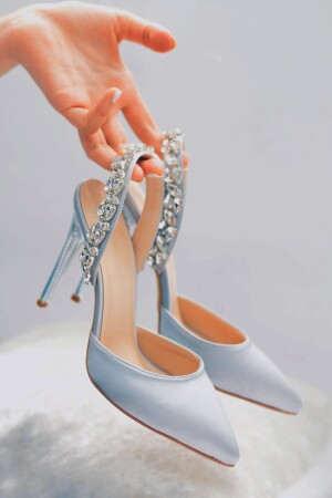 Gent Beyaz Saten Kadın Topuklu Ayakkabı - 1