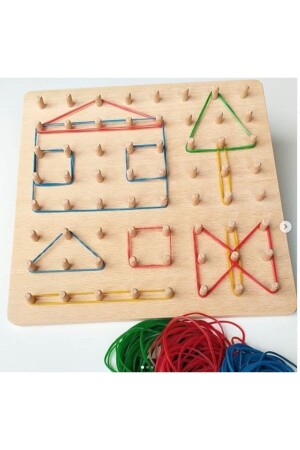 Geoboard - Montessori Eğitici Kartlı Lastikli Şekiller Geometri Oyunu (8X8) M10161110 - 9