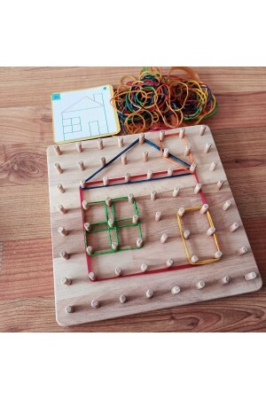 Geoboard - Montessori Eğitici Kartlı Lastikli Şekiller Geometri Oyunu (8X8) M10161110 - 6