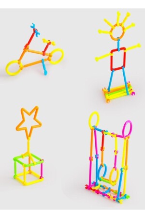 Geometrik Çubuklar 120 Parça Bloklar Yapboz Puzzle Bultak Zeka Renk Algı Gelişim Eğitici Oyuncak - 8