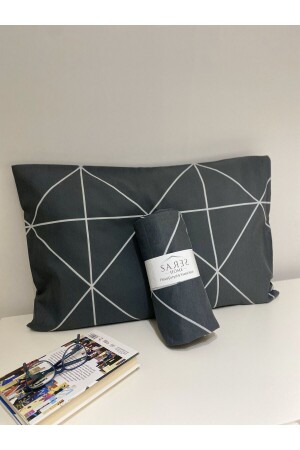 Geometrik Desen Füme Baklava Battal Boy Lastikli Çarşaf Takımı - Sares Home