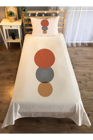 Geometrik Desenli Tek Kişilik Kadife Yatak Örtüsü -krem - Evmila