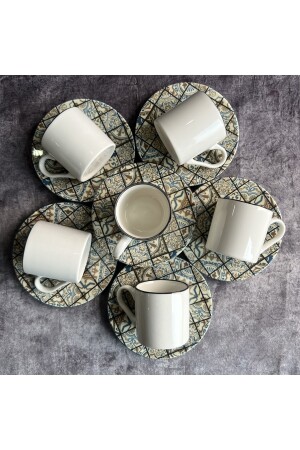 Geometrisch gemustertes Kaffeetassen-Set für 6 Personen, Kaffeetasse, Nescafe-Tasse, türkisch - 5