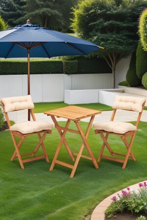 Gepolsterter Balkon Garten Küche 3-teiliges Bistro-Set Klapptisch Stuhl 50x50 MY0021603 - 1